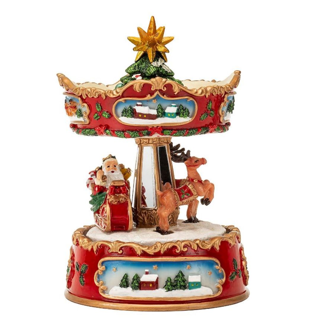Carillon con movimento musica e cavalluccio linea Noel